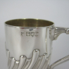 Edwardian Silver Childs Christening Mug with Spiral Fluted Chased Body