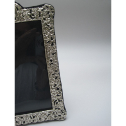 Large Decorative Late Victorian Chester Silver Photo Frame