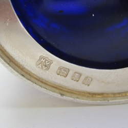 Charming Silver Drum Mustard Pot with Bristol Blue Liner
