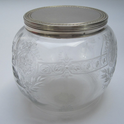 Victorian French Baccarat Glass and Silver Jar or Box