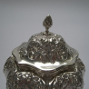 Decorative Late Victorian Chester Silver Tea Caddy with Bombe Shaped Body