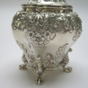 Decorative Late Victorian Chester Silver Tea Caddy with Bombe Shaped Body