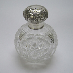 Large Victorian Cut Glass and Silver Perfume Bottle (1876)