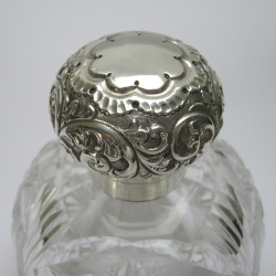 Large Victorian Cut Glass and Silver Perfume Bottle