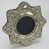 Unusual Star Shaped Design Late Victorian Silver Photo Frame