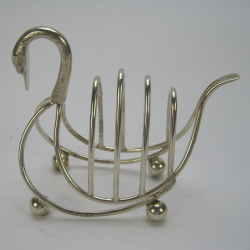 Novelty Silver Toast Rack in the Form of a Swan (1985)