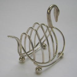 Novelty Silver Toast Rack in the Form of a Swan