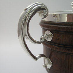 Late Victorian Oak and Silver Plated Urn Shaped Barrel or Ice Pail