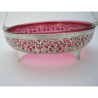 Decorative Victorian Silver Plated Basket with Red Cranberry Glass Liner