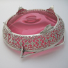 Decorative Victorian Silver Plated Basket with Red Cranberry Glass Liner
