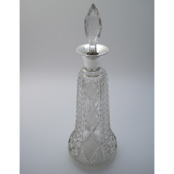 Tall Mappin & Webb Cut Glass Decanter with Silver Mount (1923)