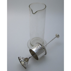 Unusual James Dixon & Son Glass and Silver Plate Cocktail Shaker