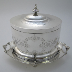 Elegant Victorian Silver Plated Oval Biscuit or Trinket Box