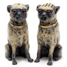Pair of Modern Painted Bronze Pug Dog Salt and Pepper Statues