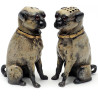 Pair of Painted Bronze Pug Dog Salt and Pepper Statues
