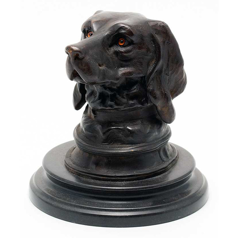 Copy of a Victorian Bronze Retriever Dog Inkwell Statue