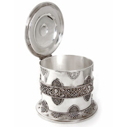 Victorian Filigree Patterned Silver Plated Biscuit Barrel