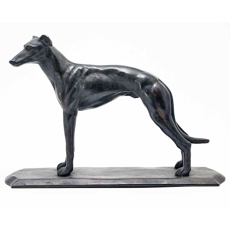 Elegant Bronze Standing Greyhound Dog Statue