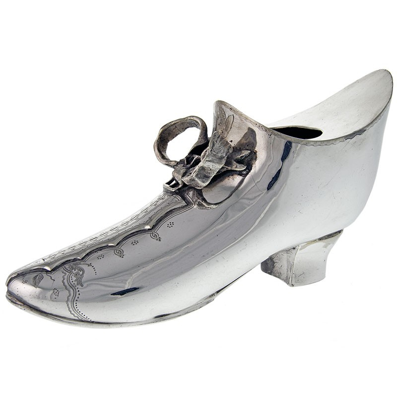 Antique Silver Plate Shoe Shaped Spoon Warmer