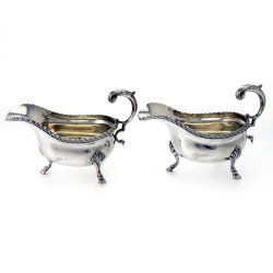 Pair of Nathan & Hayes Silver George III Style Sauce Boats