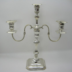 Stylish Pair of Thomas Bradbury Silver Three Light Candelabra