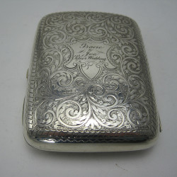Good Quality Victorian Silver Pocket Cigar Case Engraved with a Star (1897)