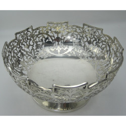 Attractive Large Silver Bowl with a Monteith Style Rim