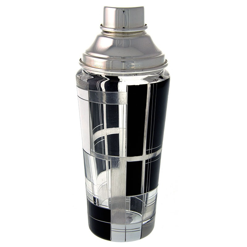 Art Deco Style Glass & Silver Plate Cocktail Shaker