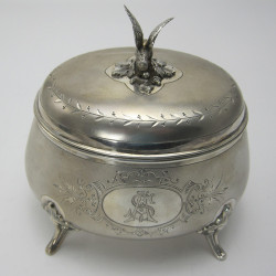 Decorative Continental Victorian Silver Tea Caddy or Sugar Box (1890)