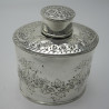 Oval Decorative Victorian Silver Tea Caddy