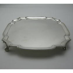 Silver Square Shaped Salver Chippendale Style Raised Border (1933)