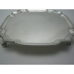 Silver Square Shaped Salver Chippendale Style Raised Border