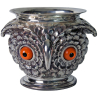 Victorian Style Silver Plate Owl Jardiniere or Ice Pail