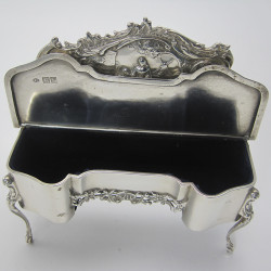 William Comyns Dressing Table Shaped Silver Jewellery or Trinket Box
