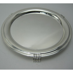 Art Deco Style Mappin & Webb Silver Salver with Reeded Border (1939)