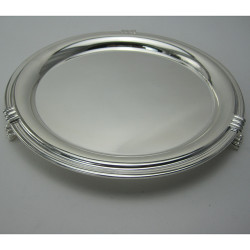 Art Deco Style Mappin & Webb Silver Salver with Reeded Border