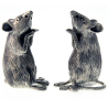 Modern Sterling Silver Mouse Salt and Pepper Pair