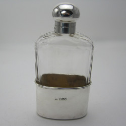 Very Good Quality Large Edwardian Silver and Cut Glass Flask (1901)