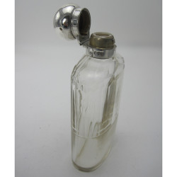 Very Good Quality Large Edwardian Silver and Cut Glass Flask