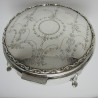 Elegant Engraved Large Circular Silver Jewellery or Trinket Box