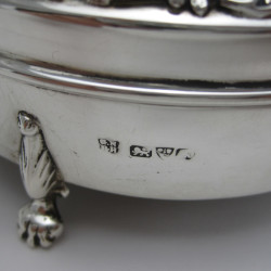 Elegant Engraved Large Circular Silver Jewellery or Trinket Box