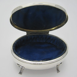 Attractive Silver and Blue Guilloche Enamel Jewellery or Trinket Box