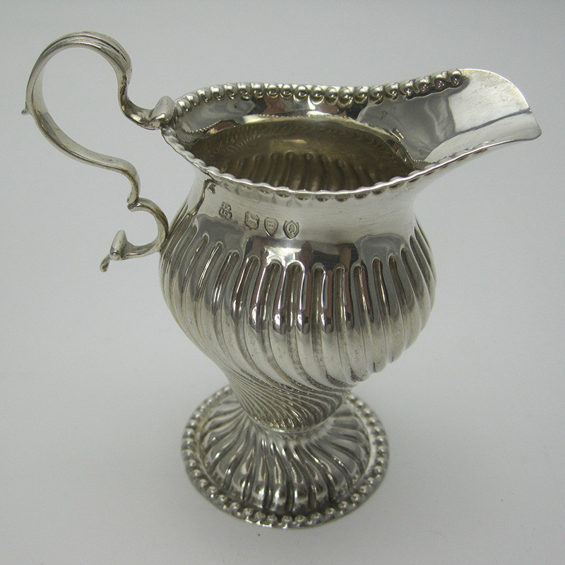 Victorian Silver Cream Jug with Punch Beaded Border (1891)