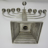 English Silver Hannukah Lamp with Nine Oil Capitals