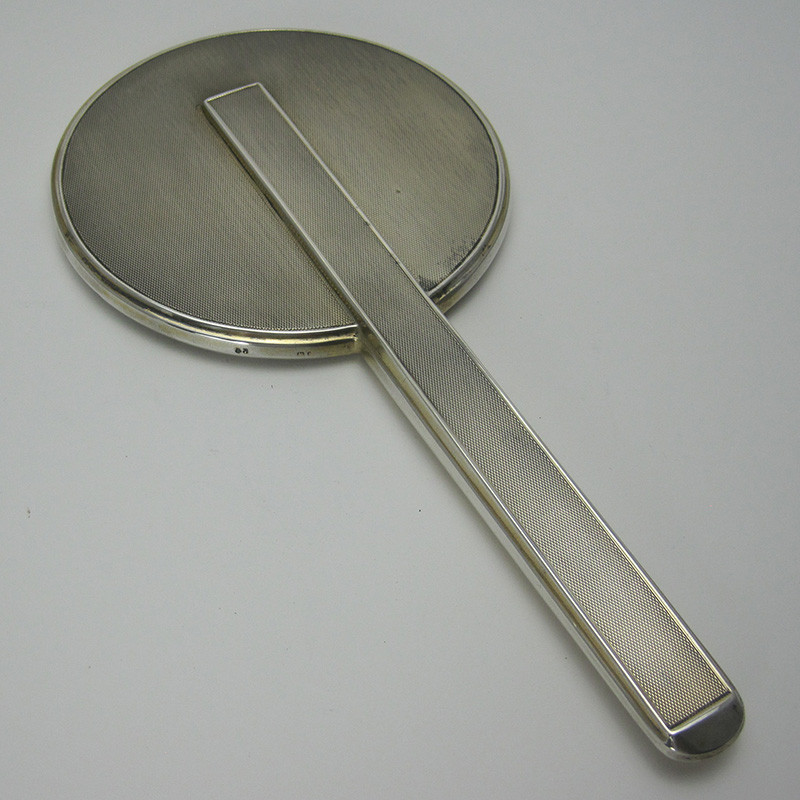 Good Quality Silver Art Deco Style Silver Hand Mirror in a Circular Form (1934)