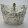 Unusual Oval Late Victorian Dutch Silver Tea Caddy