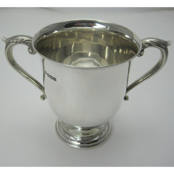 Vase Shape Silver Two Handle Cup with Leaf Capped Scroll Handles (1912)