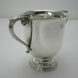 Vase Shape Silver Two Handle Cup with Leaf Capped Scroll Handles