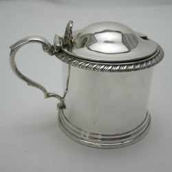 Good Victorian Silver Drum Mustard Pot (1854)
