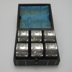 Boxed Set of 6 Victorian Silver Plated Napkin Rings (c.1890)